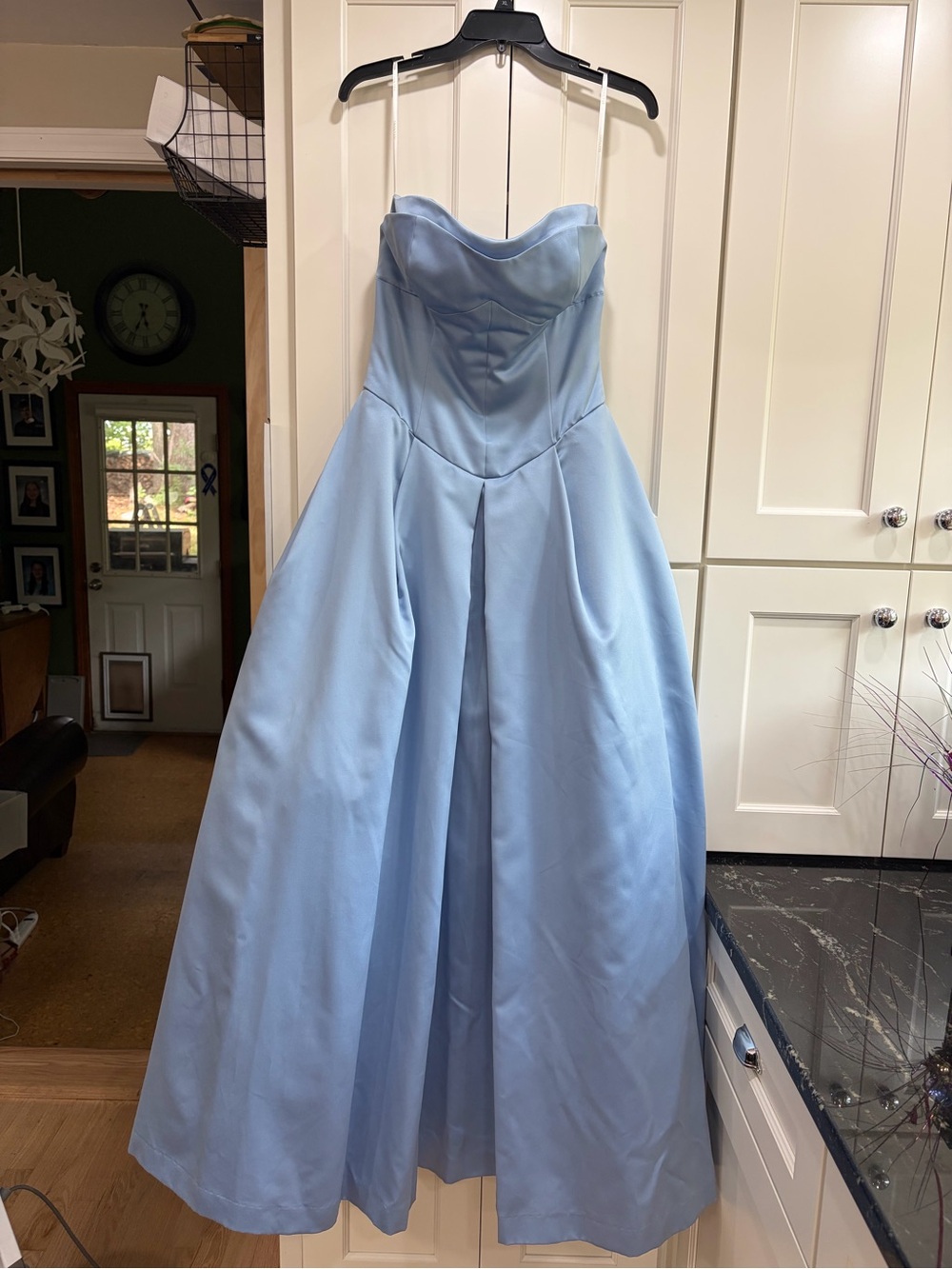 Vera Wang Satin Strapless Ballgown in Pale Blue 8